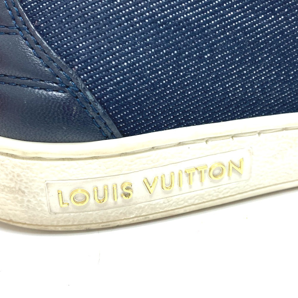 LOUIS VUITTON Slip-on Monogram denim blue Front row line Monogram denim Women 35 1/2 Used Authentic