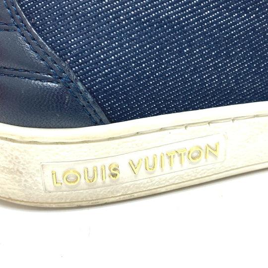 LOUIS VUITTON Slip-on Monogram denim blue Front row line Monogram denim Women 35 1/2 Used Authentic