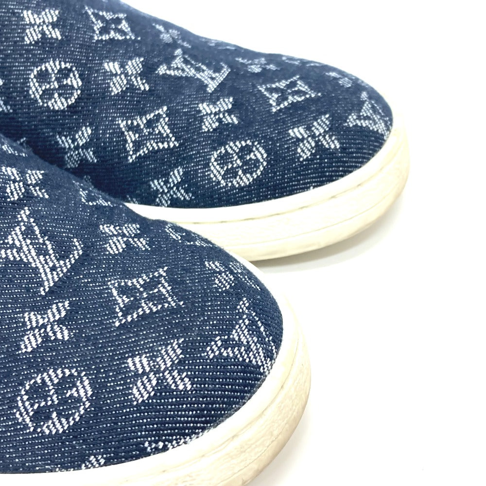 LOUIS VUITTON Slip-on Monogram denim blue Front row line Monogram denim Women 35 1/2 Used Authentic