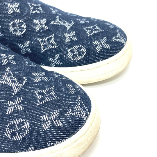 LOUIS VUITTON Slip-on Monogram denim blue Front row line Monogram denim Women 35 1/2 Used Authentic
