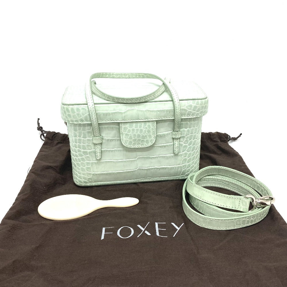 FOXEY Handbag leather blue Gateau chocolat Women Used Authentic