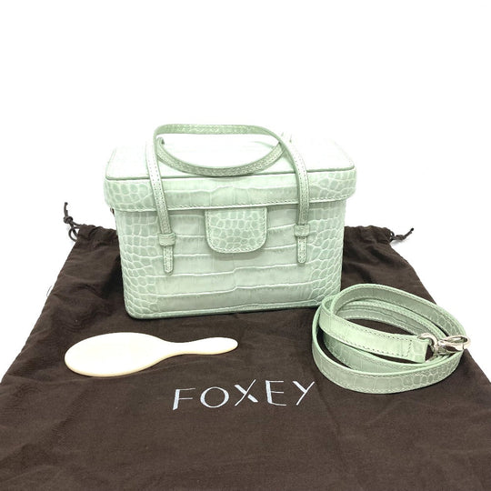 FOXEY Handbag leather blue Gateau chocolat Women Used Authentic