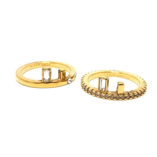FENDI Ring 1A2522 metal gold Rhinestone Women Used Authentic