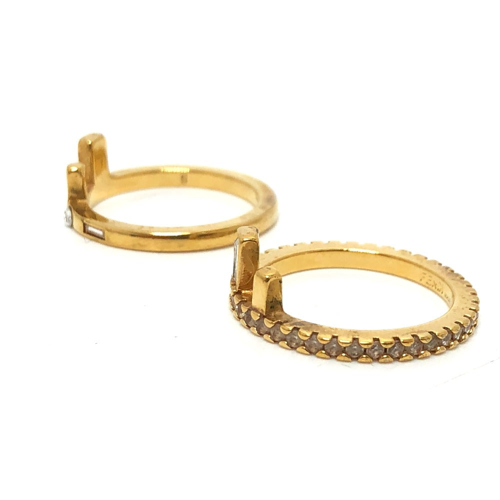 FENDI Ring 1A2522 metal gold Rhinestone Women Used Authentic