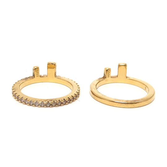 FENDI Ring 1A2522 metal gold Rhinestone Women Used Authentic