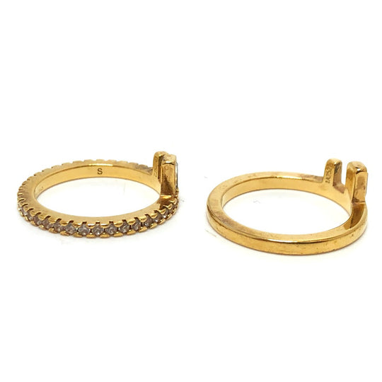 FENDI Ring 1A2522 metal gold Rhinestone Women Used Authentic