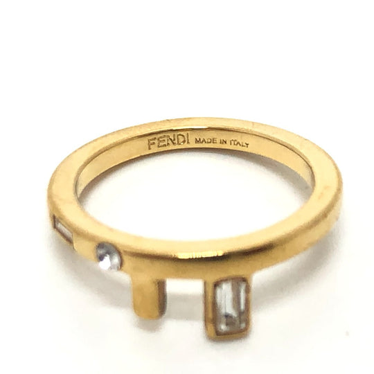 FENDI Ring 1A2522 metal gold Rhinestone Women Used Authentic