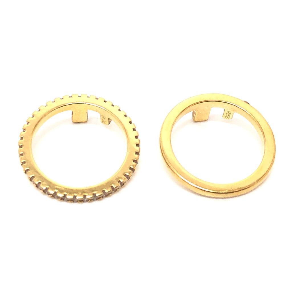 FENDI Ring 1A2522 metal gold Rhinestone Women Used Authentic