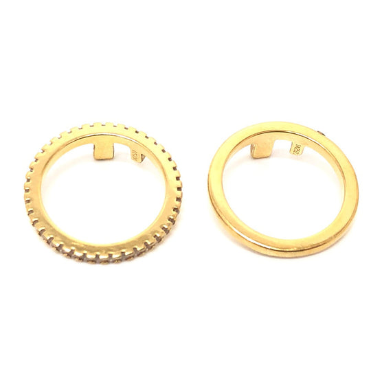FENDI Ring 1A2522 metal gold Rhinestone Women Used Authentic