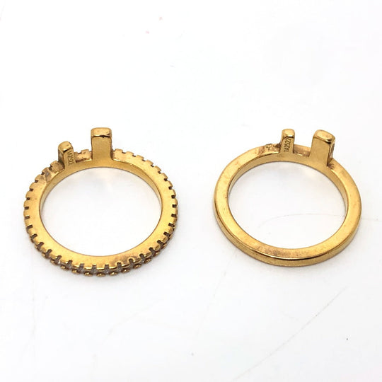 FENDI Ring 1A2522 metal gold Rhinestone Women Used Authentic