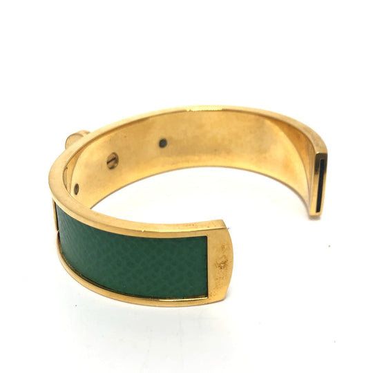 HERMES Bangle Gold Plated, Leather gold Kelly bangle Women Used Authentic