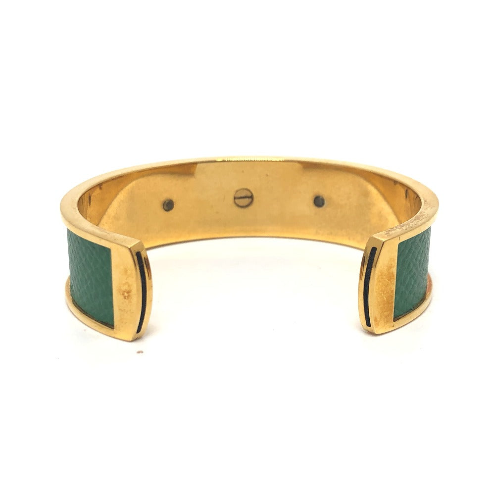 HERMES Bangle Gold Plated, Leather gold Kelly bangle Women Used Authentic