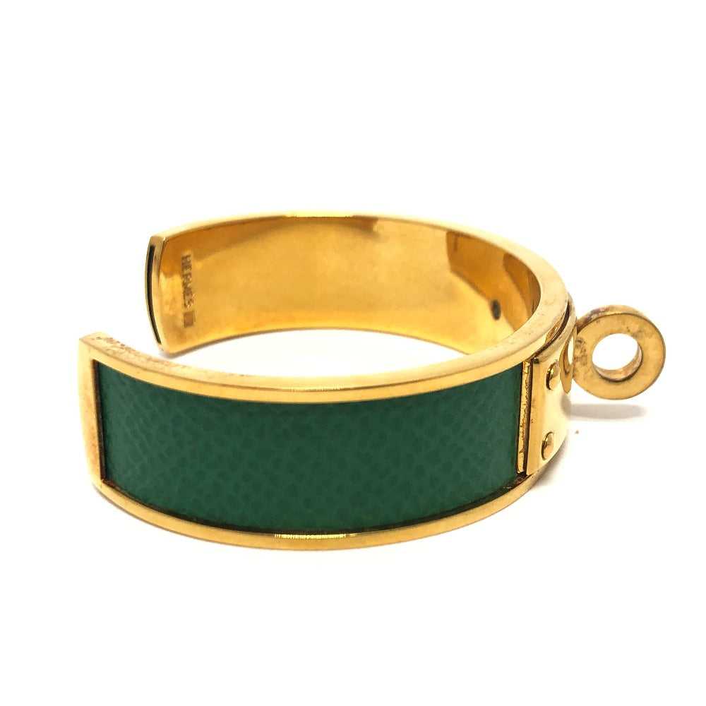 HERMES Bangle Gold Plated, Leather gold Kelly bangle Women Used Authentic