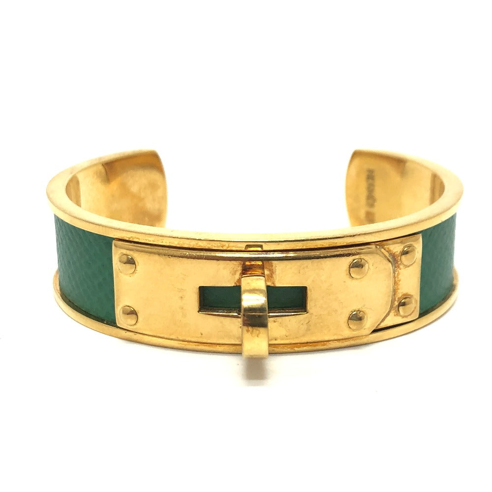 HERMES Bangle Gold Plated, Leather gold Kelly bangle Women Used Authentic