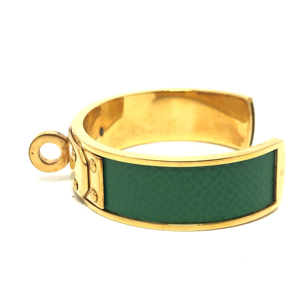 HERMES Bangle Gold Plated, Leather gold Kelly bangle Women Used Authentic