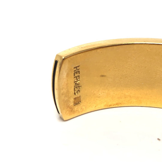 HERMES Bangle Gold Plated, Leather gold Kelly bangle Women Used Authentic
