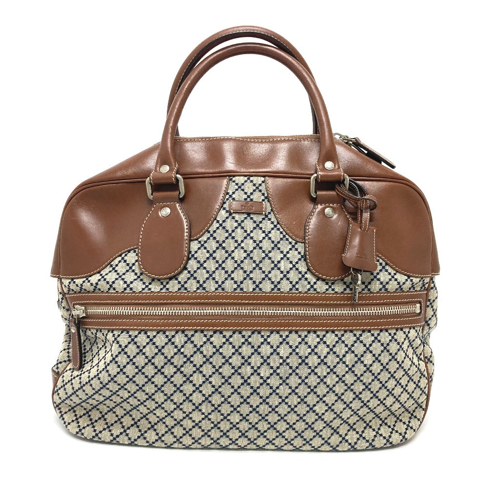 GUCCI Boston Duffel bag 231838 Leather / canvas Brown x gray Diamante Women Used Authentic