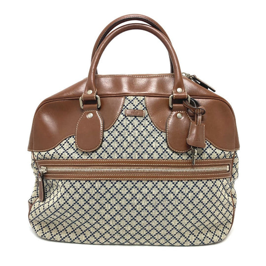GUCCI Boston Duffel bag 231838 Leather / canvas Brown x gray Diamante Women Used Authentic