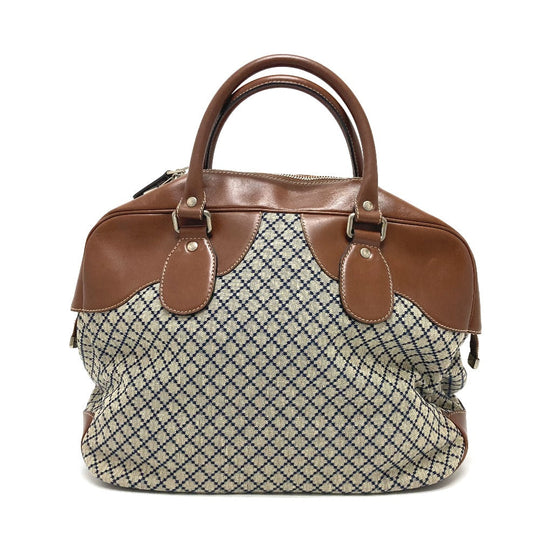 GUCCI Boston Duffel bag 231838 Leather / canvas Brown x gray Diamante Women Used Authentic