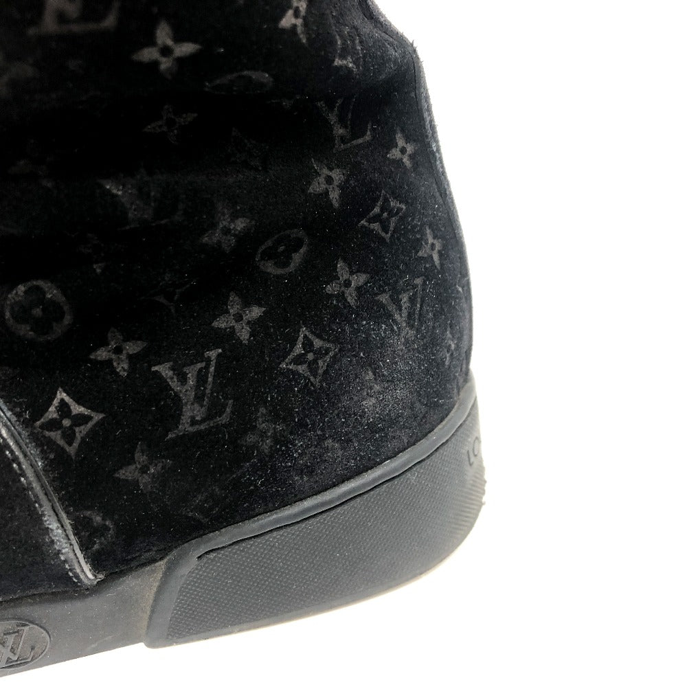 LOUIS VUITTON boots Mouton, Suede black LV logo flower embossed fur boa Women 36 Used Authentic