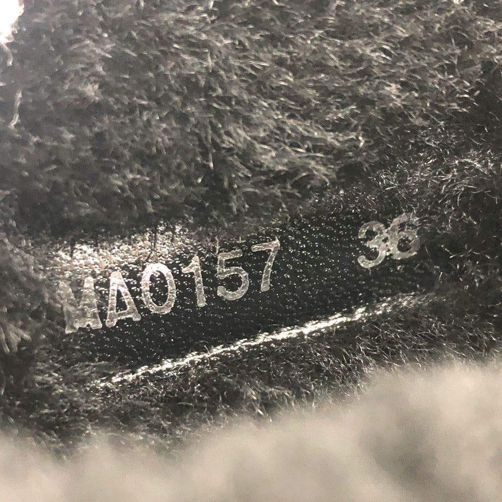 LOUIS VUITTON boots Mouton, Suede black LV logo flower embossed fur boa Women 36 Used Authentic