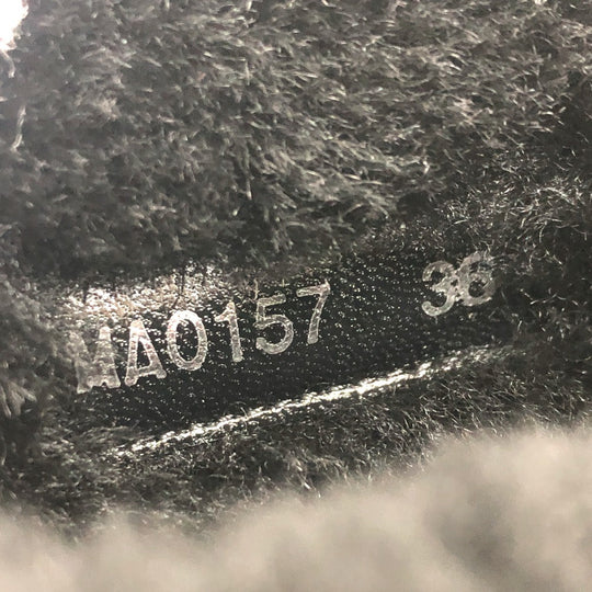 LOUIS VUITTON boots Mouton, Suede black LV logo flower embossed fur boa Women 36 Used Authentic