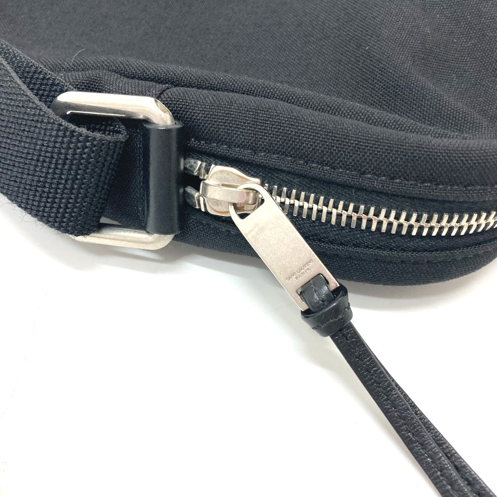 SAINT LAURENT PARIS Shoulder Bag Canvas / leather black logo plate Women Used Authentic
