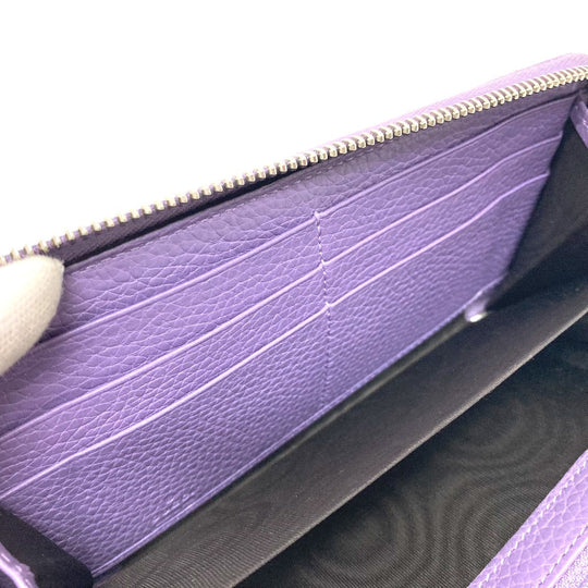 GUCCI Long Wallet Purse 307984 leather purple Bamboo tassel Women Used Authentic