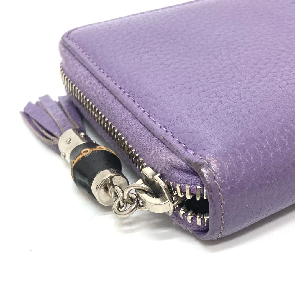 GUCCI Long Wallet Purse 307984 leather purple Bamboo tassel Women Used Authentic