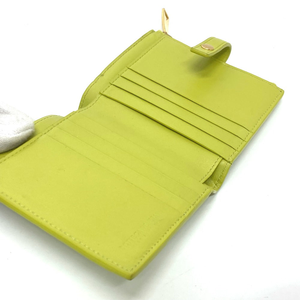 BOTTEGAVENETA Folded wallet 600270 leather green INTRECCIATO Women Used Authentic