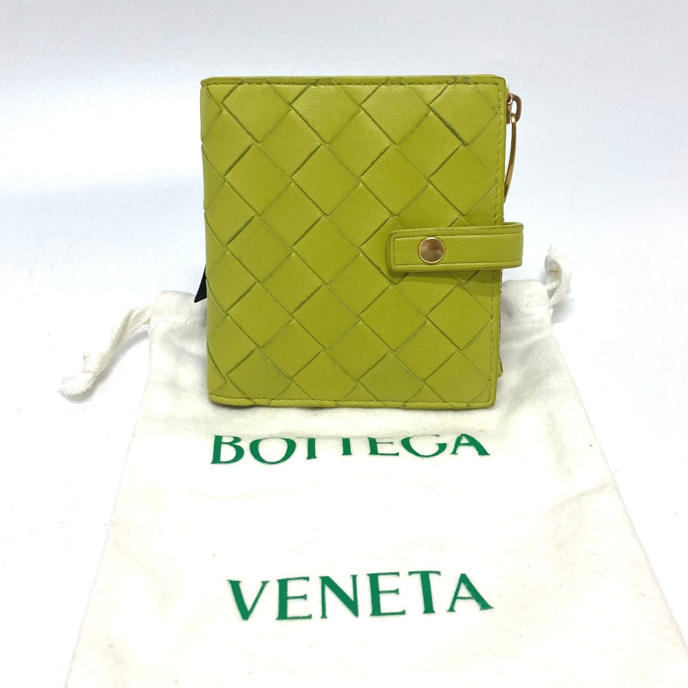 BOTTEGAVENETA Folded wallet 600270 leather green INTRECCIATO Women Used Authentic
