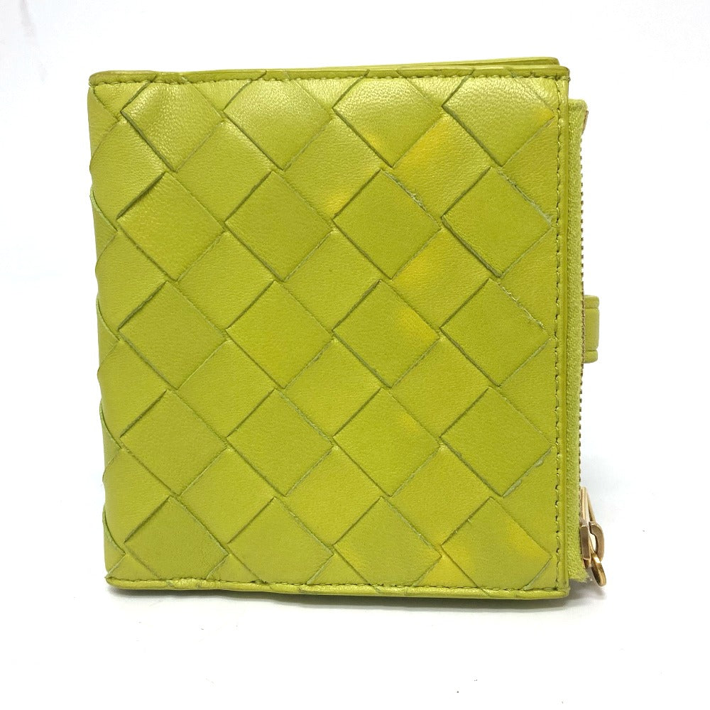 BOTTEGAVENETA Folded wallet 600270 leather green INTRECCIATO Women Used Authentic
