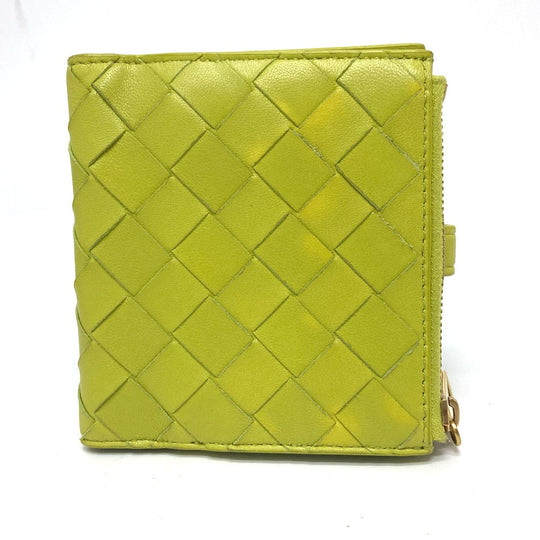 BOTTEGAVENETA Folded wallet 600270 leather green INTRECCIATO Women Used Authentic