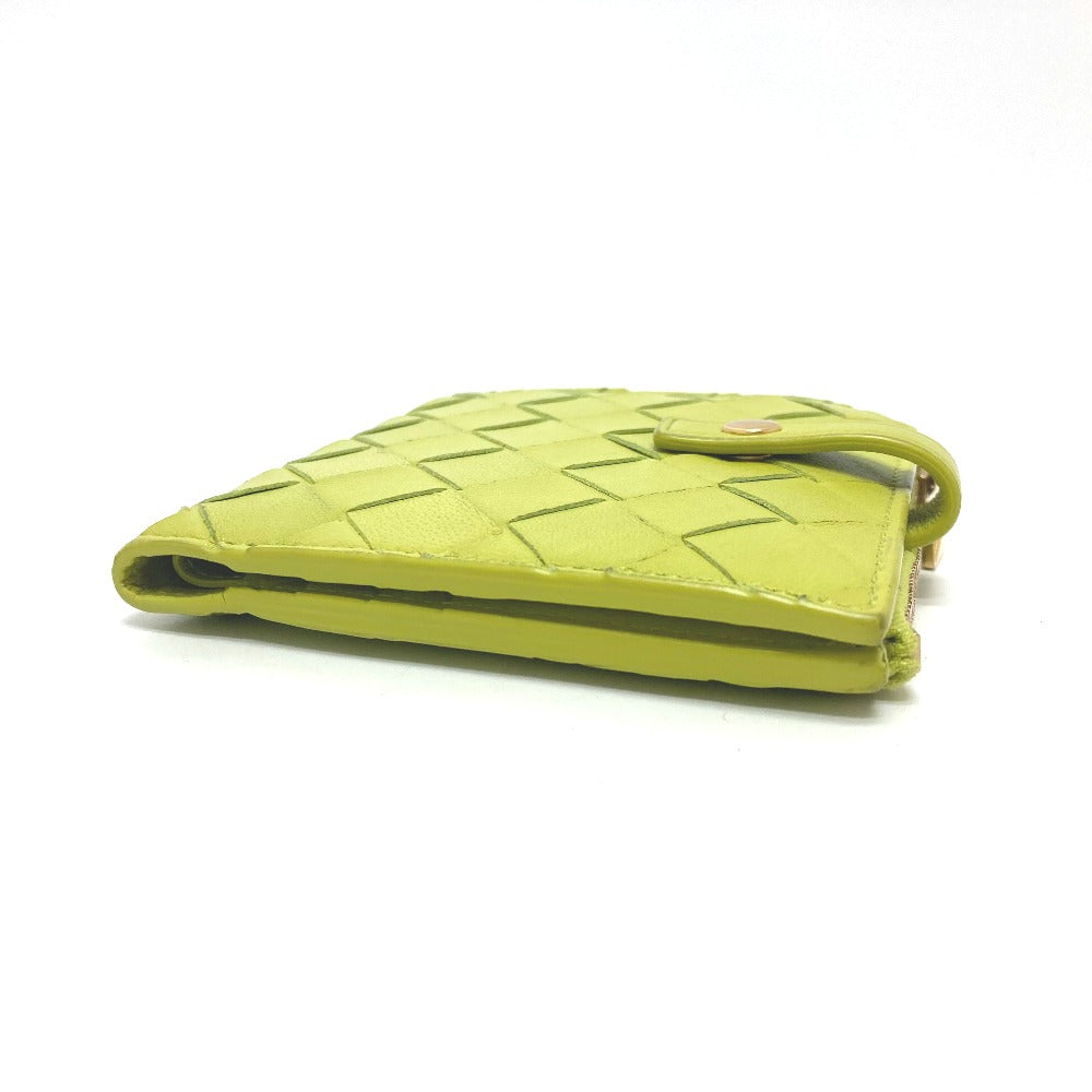 BOTTEGAVENETA Folded wallet 600270 leather green INTRECCIATO Women Used Authentic
