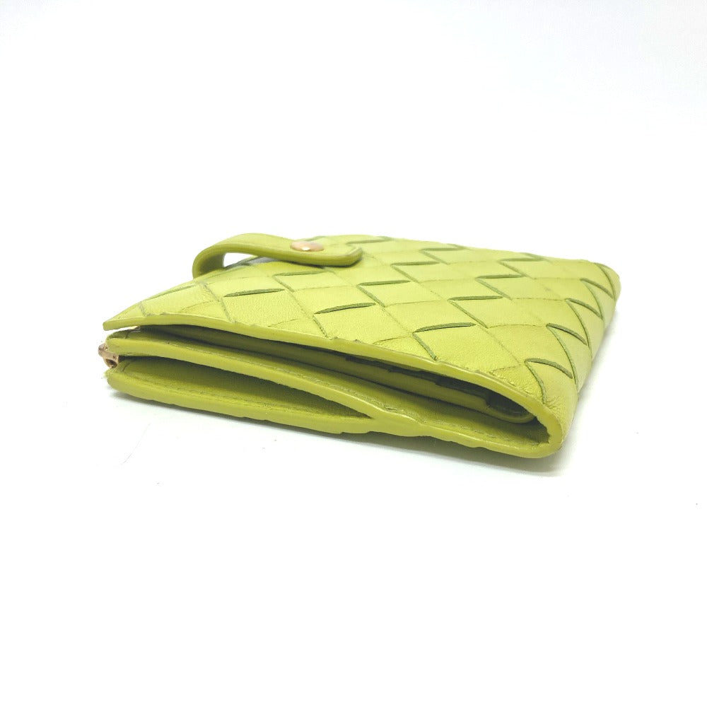 BOTTEGAVENETA Folded wallet 600270 leather green INTRECCIATO Women Used Authentic
