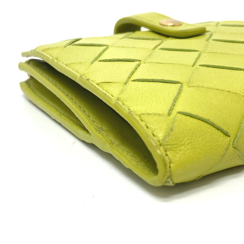 BOTTEGAVENETA Folded wallet 600270 leather green INTRECCIATO Women Used Authentic