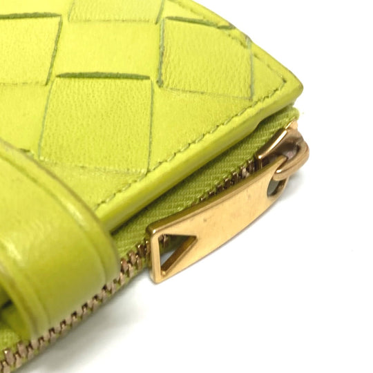 BOTTEGAVENETA Folded wallet 600270 leather green INTRECCIATO Women Used Authentic