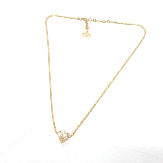 Dior Necklace metal gold 3P pearl Women Used Authentic