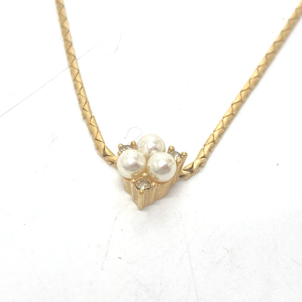 Dior Necklace metal gold 3P pearl Women Used Authentic