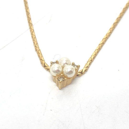 Dior Necklace metal gold 3P pearl Women Used Authentic