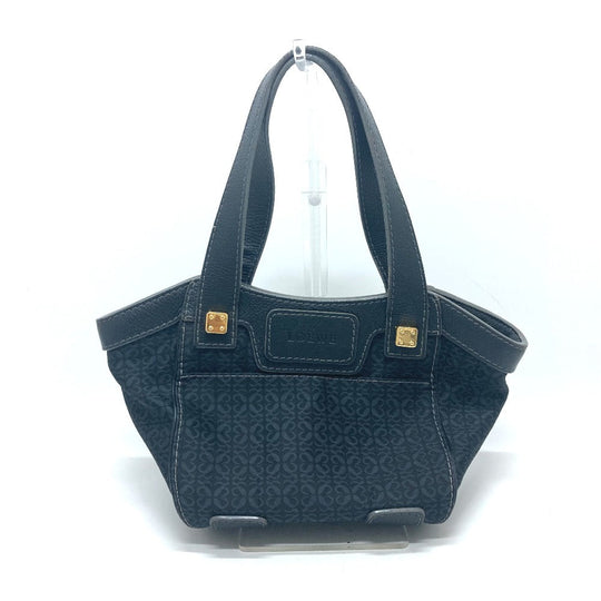 LOEWE Tote Bag Canvas / leather black anagram Women Used Authentic