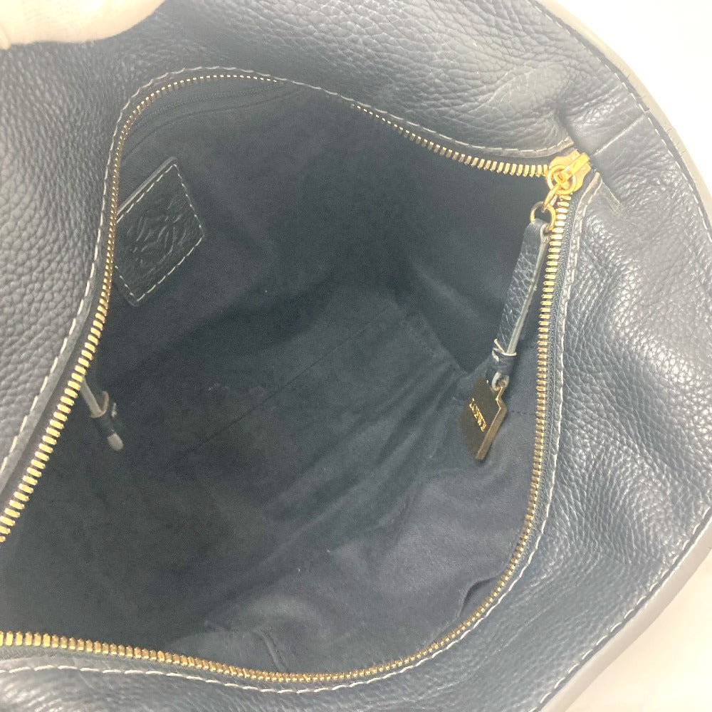 LOEWE Tote Bag Canvas / leather black anagram Women Used Authentic