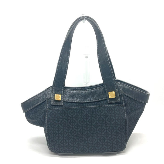 LOEWE Tote Bag Canvas / leather black anagram Women Used Authentic