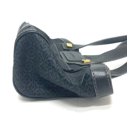 LOEWE Tote Bag Canvas / leather black anagram Women Used Authentic