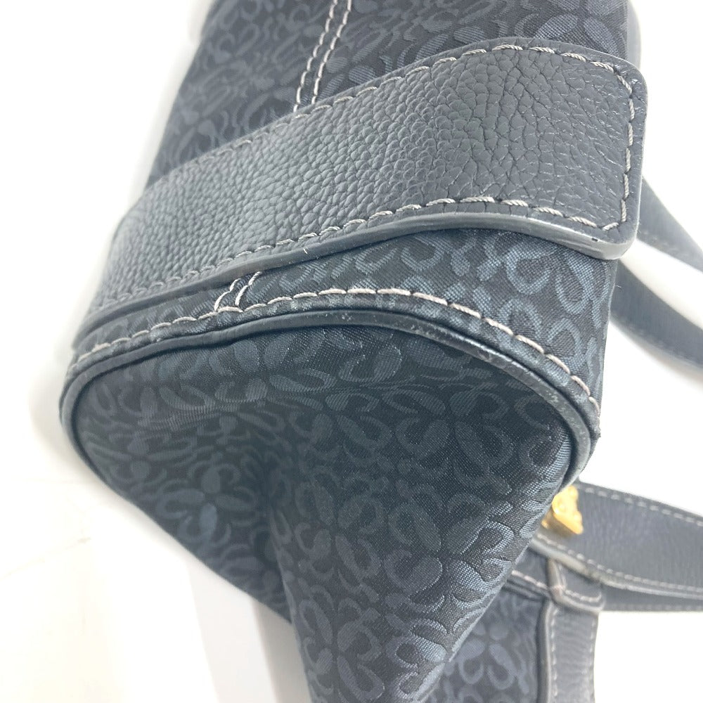 LOEWE Tote Bag Canvas / leather black anagram Women Used Authentic
