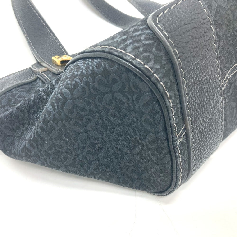 LOEWE Tote Bag Canvas / leather black anagram Women Used Authentic