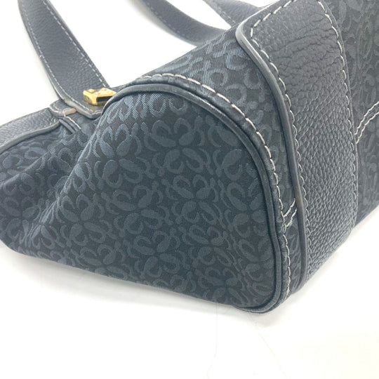 LOEWE Tote Bag Canvas / leather black anagram Women Used Authentic
