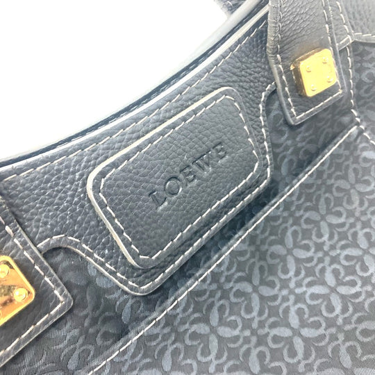 LOEWE Tote Bag Canvas / leather black anagram Women Used Authentic