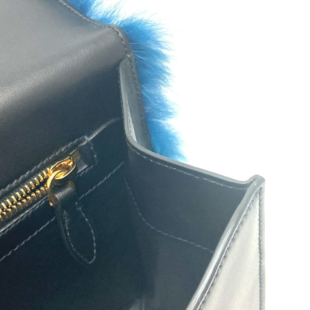 PRADA Shoulder Bag 1BA131 Fur, Leather blue fur Women Used Authentic