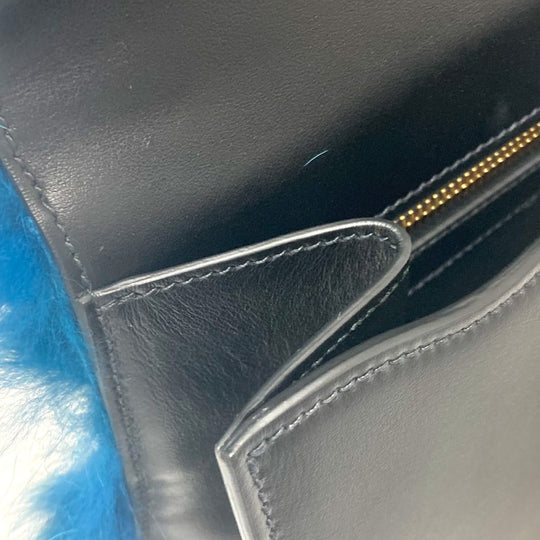 PRADA Shoulder Bag 1BA131 Fur, Leather blue fur Women Used Authentic